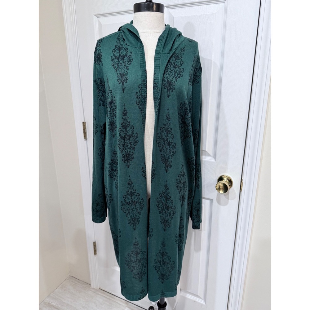 Disney The Haunted Mansion Green Damask Wallpaper Hooded Cardigan Torrid 4